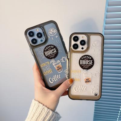 China Soft coffee transparent case for iphone 13 12 11 pro XR max X XS 7 8 plus cute cover device for sale