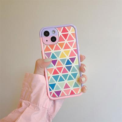 China Colorful Soft Triangle Silicone Case For iPhone 13 12 11 Pro Max XR X XS 7 8 Plus Cute Cover for sale