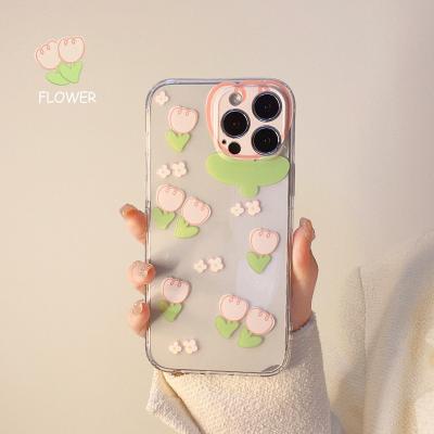 China Fun Graffiti Tulip Silicone Soft Case for iphone 13 12 11 pro Max XR X XS 7 8 plus cute cheap cover for sale