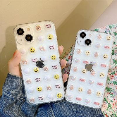 China Transparent Soft Bubble Smiley Bear Case For iphone 13 12 11 pro XR Max X XS 7 8 Plus Cute Cheap Cover for sale