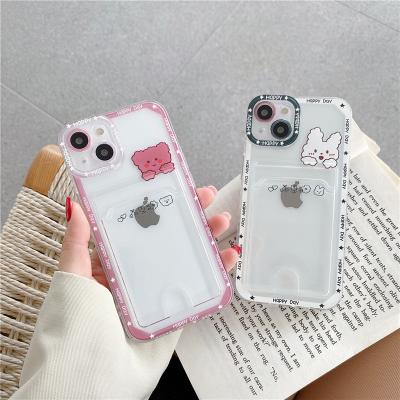 China Soft Card Pack Rabbit Bear Case For iphone 13 12 11 pro XR Max X XS 7 8 Plus Cute Cheap Cover for sale