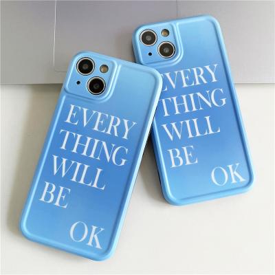 China Deep sea soft simple blue letter case for iphone 13 12 11 pro Max XR X XS 7 8 plus cute cover device for sale