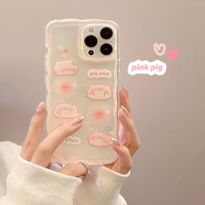 China Transparent pig soft pink silicone case for iphone 13 12 11 pro XR max X XS 7 8 plus cute cheap cover for sale