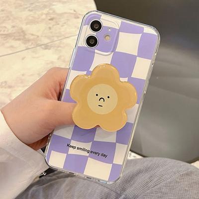 China Soft Plaid Flower Stand Case For iphone 13 12 11 pro XR Max X XS 7 8 Plus Cute Cheap Cover for sale