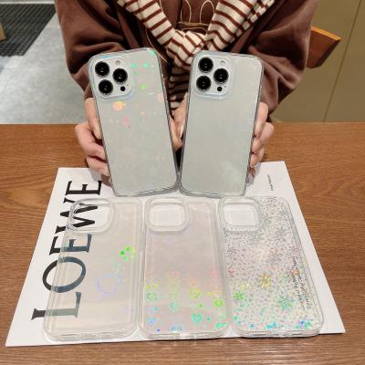 China New Soft Love Snowflake Transparent Case For iphone 13 12 11 pro XR Max X XS 7 8 Plus Cute Cover Device for sale