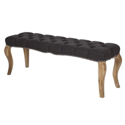 China Nordic Upholstered Restaurant Ornate Design Furniture Ornate Oak Wooden Legs Bedroom Ottoman Seat Bed End Tool Bench for sale