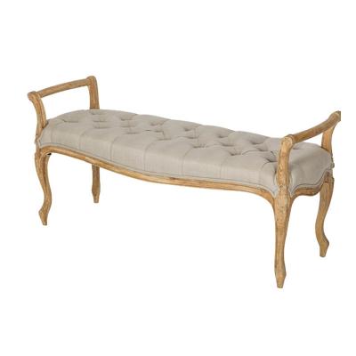 China Decorative Mid Century Crafts Arm Rest Bedroom Solid Wood Ottoman Stool Bed Nordic Upholstered Luxury Bench for sale