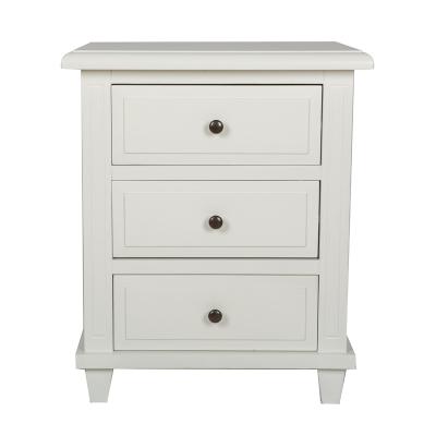 China White Wooden Storage Bedside Table Storage Nightstand With 3 Drawers For Modern Bedroom for sale