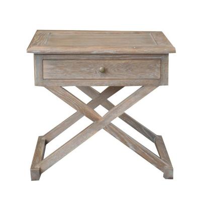 China French Rustic Antique Solid X Drawer Cross Drawer Wooden Bedroom Furniture Table Nightstand for sale