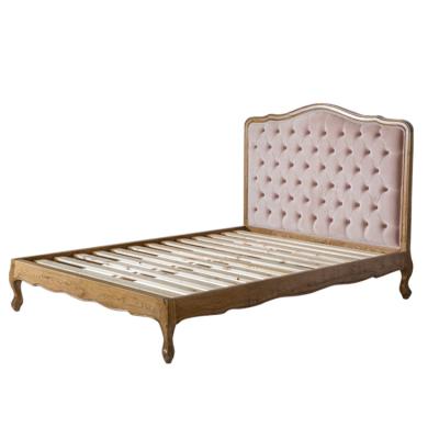 China Latest French Hot Selling Large Bed Frame Velvet Pink Queen Nordic Italian for sale