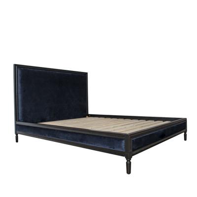 China Latest Queen Size European Blue Velvet Queen Furniture French Morden Frame Double Bed Furniture Designs King for sale