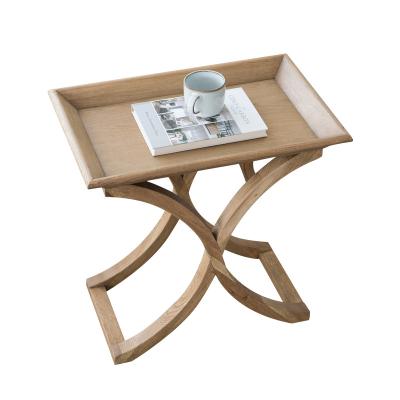 China Cafe Style Rustic American Solid Hotel Square Wood End Table for sale