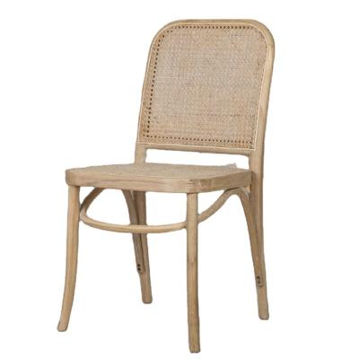 China Rattan Cooling French Scandinavian Indoor Cafe Dining Restaurant Wedding Cane Dining Room Wood Bistro Stackable Chair for sale