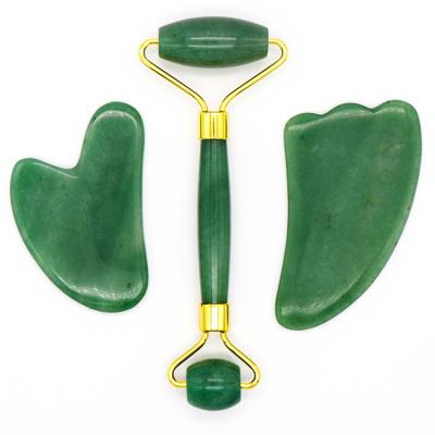 China Double Head Green Jade Roller Elliptical Massager Eye Neck Facial Massager Slimming Slim Face Beauty Health Care Tools for sale