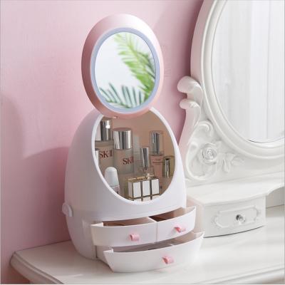 China Factory Price Magnifying Magnifying USB Charging Portable Makeup Mirror Storage Box Makeup Light LED Cosmetic Storage Box for sale