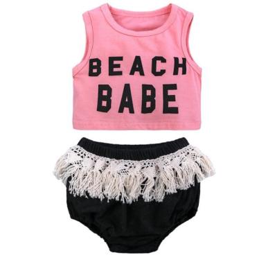 China New Style Antibacterial Summer Toddler Girls Clothes Monogrammed And Fringed Shorts For Babies for sale