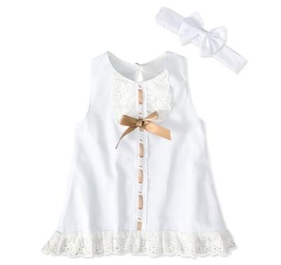 China Cute Girls Sleeveless Bow Fashion Anti-wrinkle Summer Kids Birthday Lace Two-piece Dress for sale