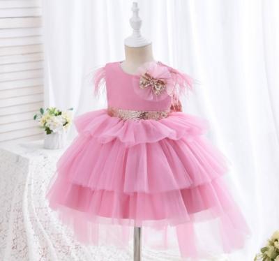 China Breathable Baby Girl Birthday Dress Costume Wholesale Baby Girl Long Tulle Dress With Bow for sale