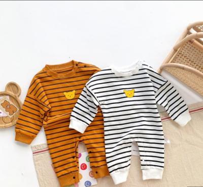 China Lovely Baby Autumn Fashionable Stripe Clothing Cotton Unisex Romper for sale