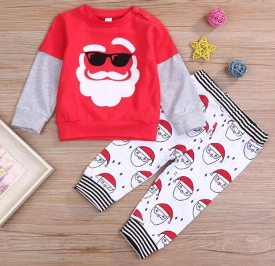 China Lovely New Boutique Baby Boy Christmas Cute Santa Print Baby Outfit Outfits for sale