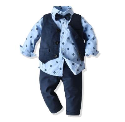 China Handsome New Style Boys School Uniform Baby Cotton Clothes Fashion Gentleman Boys Clothing 3 Piece Sets for sale