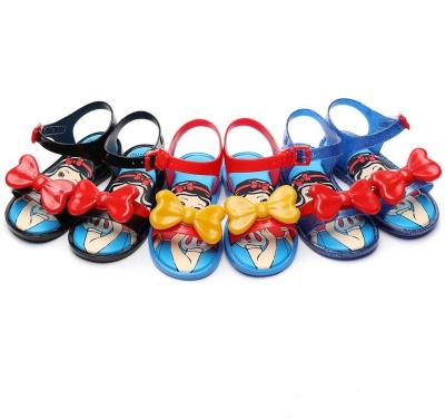 China White Princess Jelly Shoes Sandals Nice Little Girls Anti-Smell Beach Flower Bow Tie Nude Snow Sandals for sale