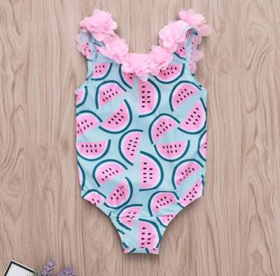 China Anti-UV Pink Watermelons Pattern Kids Beach Outfit Baby Swimwear for sale