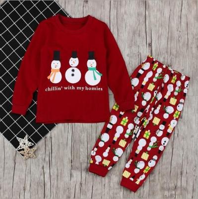 China Top + Panty Matching Sets Kids Red Christmas Snowman Set Pajamas for sale