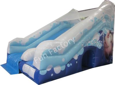 China Christmas U Shape Back Wall Inflatable Dry Slides Little Penguin Slide for sale