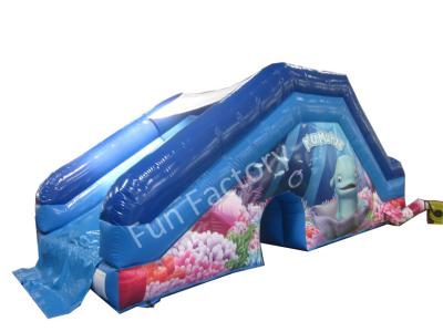 China Fantasy Amusement Dolphin Inflatable Wet / Dry Slide Undersea World Slide for sale