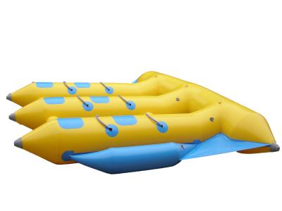 China Blue And Yellow PVC Inflatable Boat / Flying Fish Water Banana Boat for sale