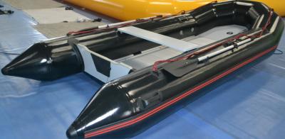 China Black 3 Layers PVC Inflatable Boat With Aluminum Floor 400 mm for sale