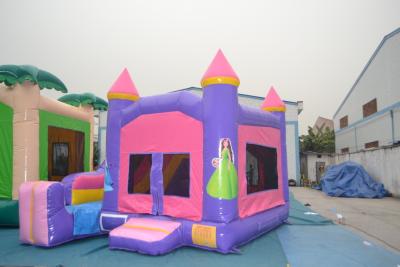 China Funny Pink Princess Bouncy Castle Inflatable With Basket Ball Game for sale