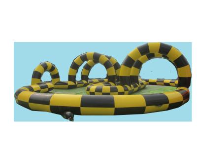 China EN14960 Inflatable Go Kart Track Fireproof Fashionable With Double Stitching for sale