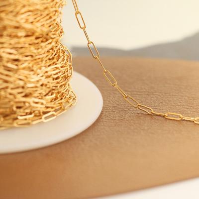 China Great For Making Jewelry Components And Crafts Hot Sale 14K Gold Filled Paper Clip Rope Chain Bulk Roll For Jewelry Making Bracelet Necklace for sale