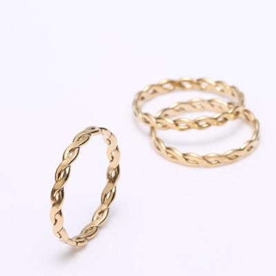 China Excellent Quality Fashion Twist Waterless 14K Gold Filled Band Jewelry Rings For Women for sale