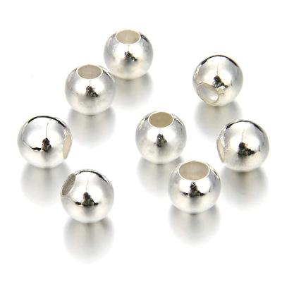 China Hot Sale Hypoallergenic Genuine 925 Sterling Silver Round Ball Beads For Jewelry Making Bracelet Findings for sale