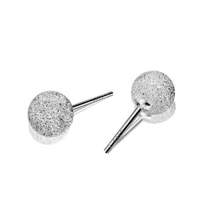 China DIY Jewelry Accessory Hot Sale 925 Silver Frosted Ear Studs For Women Fashion Jewelry Sterling Silver Earrings for sale