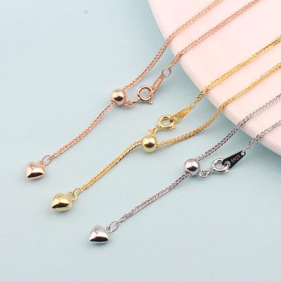 China Hot Sale Women Jewelry Sterling Silver Necklace Chain For DIY Jewelry Accessory Adjustable Gold Plated Sterling Silver Chain for sale