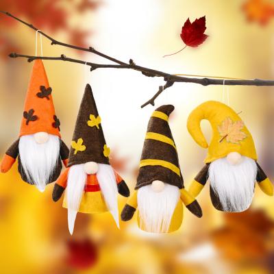 China Autumn Harvest Festival Pumpkin Maple Leaf Pendant Pumpkin and Maple Leaves Doll Faceless Pendant Decoration Thanksgiving Home Decoration for sale