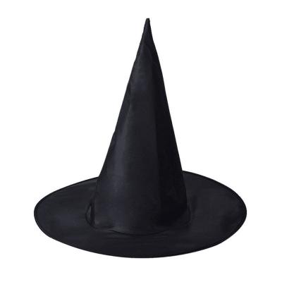 China Halloween Adult Women's Hot Sale Taffeta Black Magician Hat Witch's Hat For Hat Peaks Halloween Party Fashion Fancy Dress Costume Accessory for sale