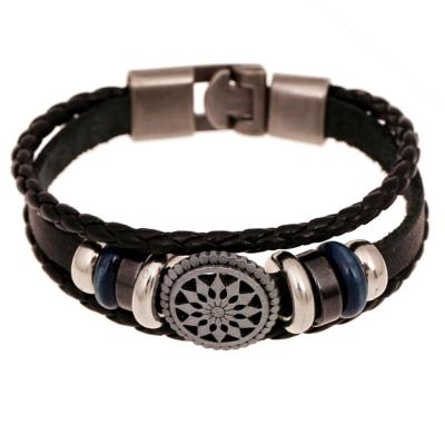 China Punk Vintage Rudder Charm Bracelet For Men Multilayer Leather Rope Bracelets Bangles 7.87