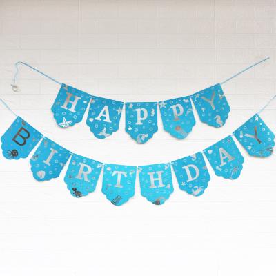 China Happy Birthday Banner Happy Birthday Letter Glitter Paper Banner Pull Flag Children's Day Party Baby Shower Decoration for sale