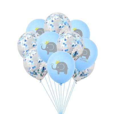 China Blue Pink Latex Balloons Cartoon Baby Elephant OH Baby Latex Balloon Sequin Balloon For Boy Girl Birthday Party for sale