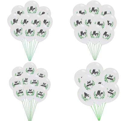 China Latex Balloon New 12 Inches Just Married Latex Balloon Mr. & Mrs. Wedding Decoration White Balloon for sale