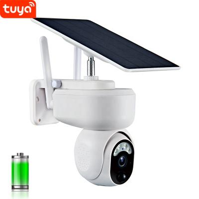 China Human motion tracking 1080P security cameras 3.6mm wifi solar battery power network tuya outdoor infrared two way audio camera for sale