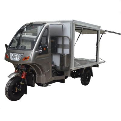 China New kind of coffee/fruit/food/cargo motorized three wheel gas powered cargo tricycle/coffee tricycles/fruit tricycle /food with cabin for adult for sale