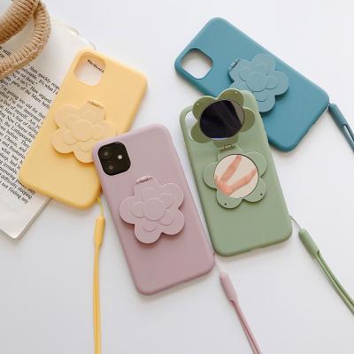 중국 Factory Manufacturer Flowers Silicone Protective Phone Case with Mirror Holder for iPhone 11 pro 판매용