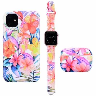 중국 Unique Hot Selling Flower Silicone Sport Band TPU Case One Set Phone Cover For Iphone Airpods 판매용