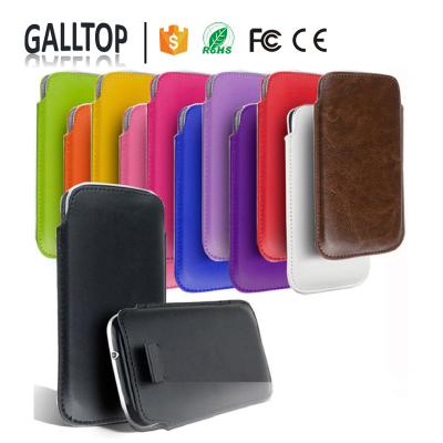 China Protective Universal Leather Slim Pull Tab Flip Pouch Sleeve Wallet Phone Case Cover For Various Phones for sale